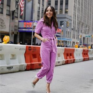 & Other Stories Pink Corduroy Jumpsuit with Belt